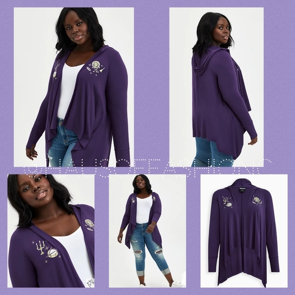 TORRID DISNEY Haunted Mansion Super Soft Purple Leota Drape Cardigan! NW… - Picture 2 of 6